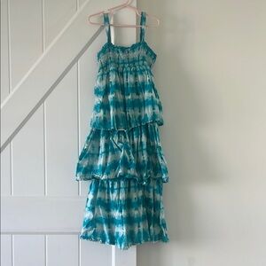 Calypso St. Barth by target Blue Tie-Dye Tiered Kids Dress Sz 7/8
